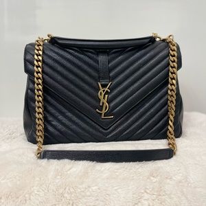 YSL Saint Laurent Large College Chain Bag In Quilted Leather